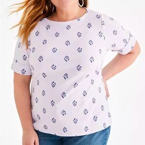 Style & Co Lavender Cuffed Sleeve Boatneck Top - XL